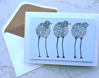 Cartão de felicitações em branco com pássaros e gaivotas