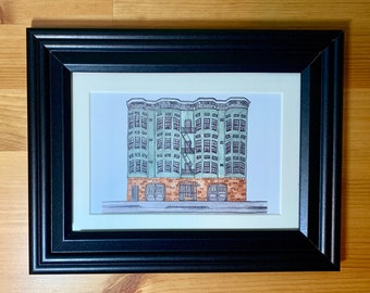 San Francisco Victorian House Aquarell Druck (Gerahmt)