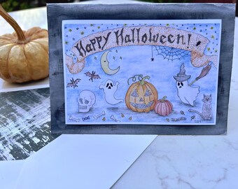 Cartão de felicitações em branco de Feliz Halloween