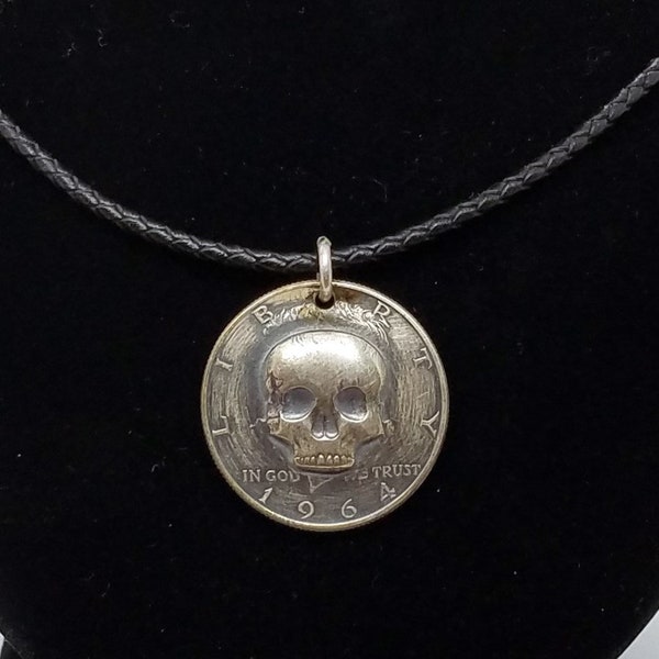 JFK Skull Repousse Pendant Necklace