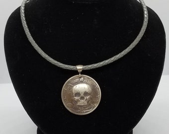 Walking Liberty Skull Repousse Necklace