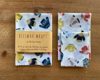 Beeswax Food Wraps • 3 Pack • Washable •  Reusable • Compostable • Gift • Eco-friendly