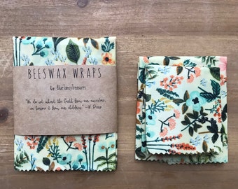 Reusable Beeswax Food Wraps Washable Eco-Friendly Gift Holiday 3 Pack Mother's Day