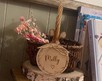 Personalised Easter Basket, Flower Girl Basket, Easter Egg Hunt Basket, Hamper, Easter Bunny, Easter Gifts, Easter Name Tag