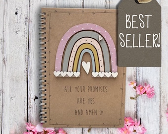 Personalised Notebook - Rainbow, handmade notebooks, christian notebooks, personalised stationery, rainbow gifts