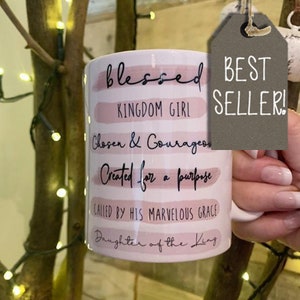Personalisierte Tasse Tochter des Königs - Schriftwort, christliche Geschenke, religiöse Geschenke, bedruckte Tassen, Highlights Becher, Königreich Mädchen,