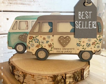 Personalised Handmade Campervan Block, Ornament, Country Home Decor, Camper van Decor