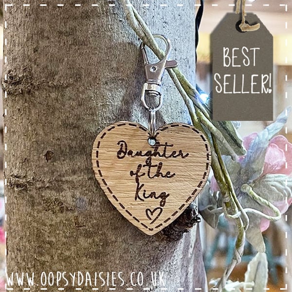 Heart Keyring - Daughter of the King, Christian Keyring, Key Ring