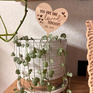 Personalized Wooden Plant Stake: Engraved Teacher Appreciation Gift