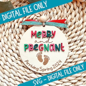 Schwangerschaftsankündigung Ornament SVG | Ornament Laser-Datei | Baby kommt bald Ornament SVG | Glowforge-Datei | Weihnachtsschmuck Digitale Datei