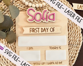 First Day of School Sign Digital File -  SVG File - Back to School Sign Laser File - Photo Prop Digital File - Laser Cut SVG File Glowforge