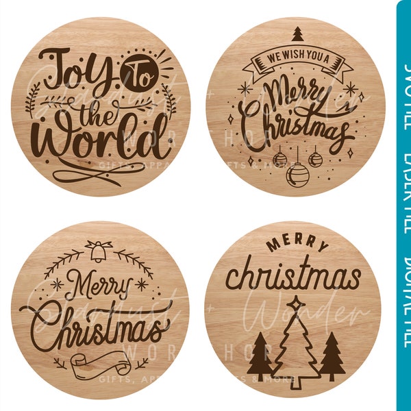 Merry Christmas Ornaments Laser Files | Christmas Ornaments SVG | Merry Christmas Ornament | Glowforge file | Christmas Ornament Laser File