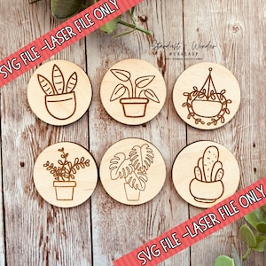 Lot de 6 aimants pour réfrigérateur plantes, SVG, SVG thème végétal, fichier laser Glowforge, lot de 6 aimants pour réfrigérateur, aimants pour amoureux des plantes