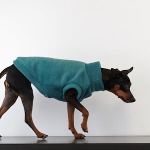 TEAL fleece dog vest soft polar dog sweatshirt sleeveless jumper hundepullover custom in size XS to 4XL image 1