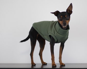 OLIVE Hundeweste | weicher Polarhund Sweatshirt ärmelloser Pullover | Hundepullover | Polaris | nach Maß in Größe XS bis 4XL