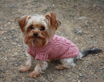 YUNA: Hund und Katze dicker Baumwoll Rollkragenpullover | niedliche Tierkleidung | Welpenkleidung | Hundepullover | handgestrickt