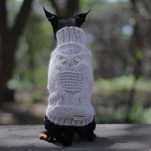 OWL: thick alpaca wool dog and cat sweater, turtleneck hundepullover sueter, hunde genser, hundekleidung, chien chandail, warm winter jumper