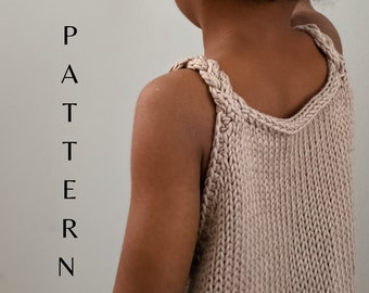 Knitting Pattern--Little Belfalas Tank, a knit tank top for children with a braided cable hem and braided straps