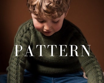 KNITTING PATTERN--Vine Pullover--A cable sleeve raglan sweater for children