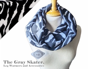 Zebra Scarf, Hidden Pocket Infinity Scarf, Fleece Scarf, Soft Scarf, Coach Gift Under 30, Phone Pocket