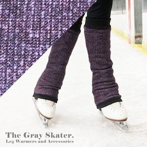 Size XSMALL - Eggplant Purple Sweater Fleece Leg Warmers  - Tweed Leg Warmers - Adult Figure Skating Leg Warmers - Kids Leg Warmers