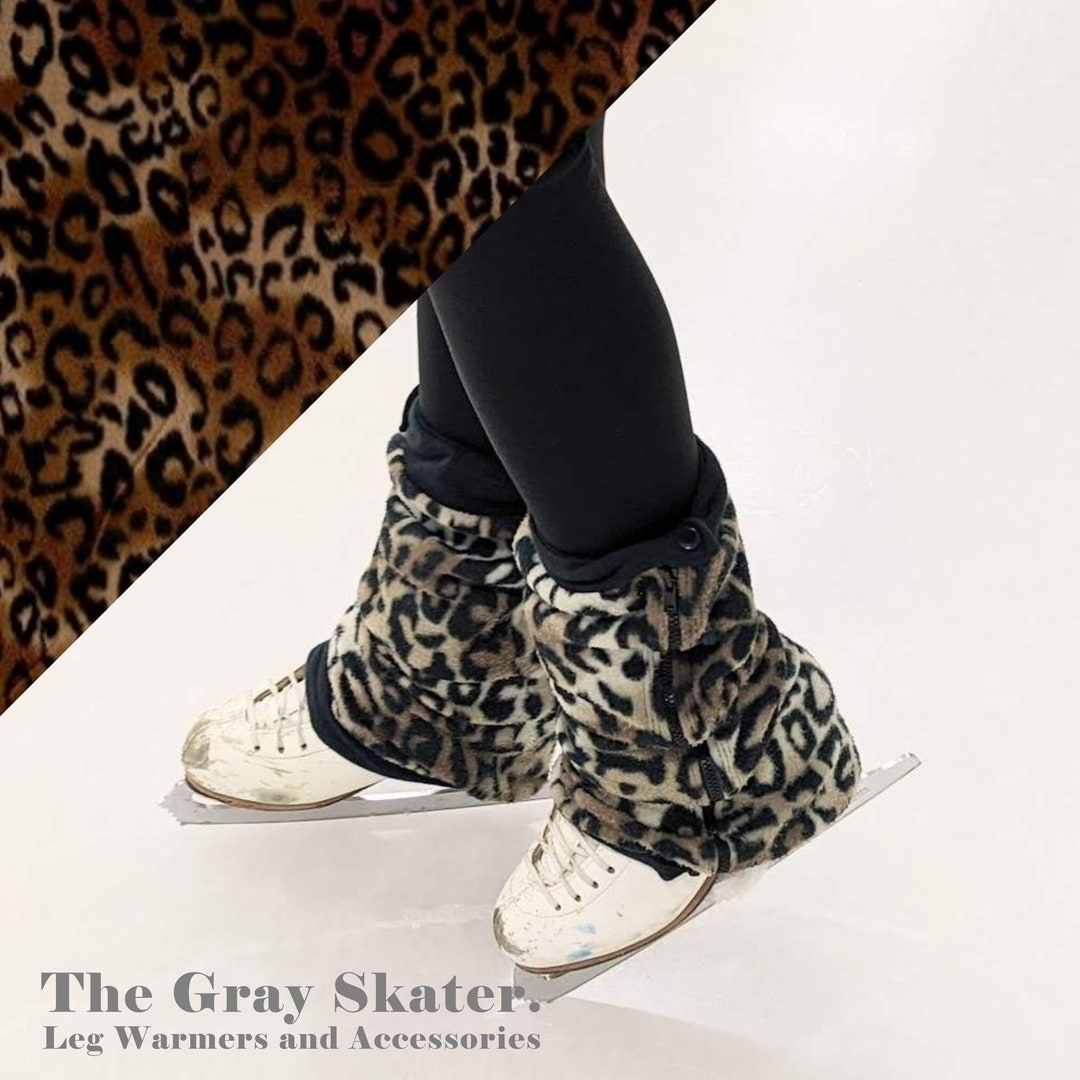 Leopard Leg Warmers, Figure Skating Leg Warmers, Fleece Leg Warmers