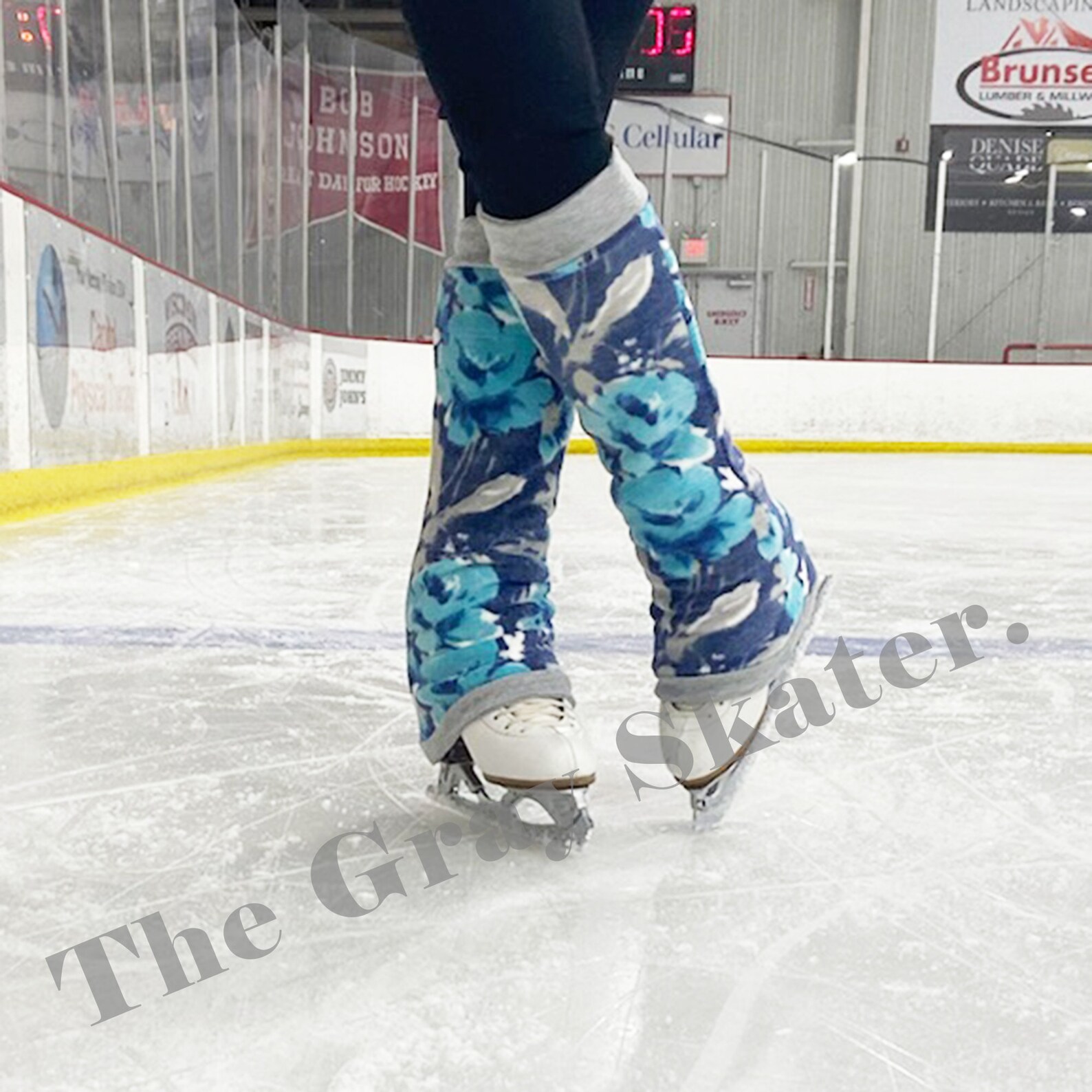 Ice Skating Leg Warmers Blue Floral Fleece Figure Skating Leg Etsy