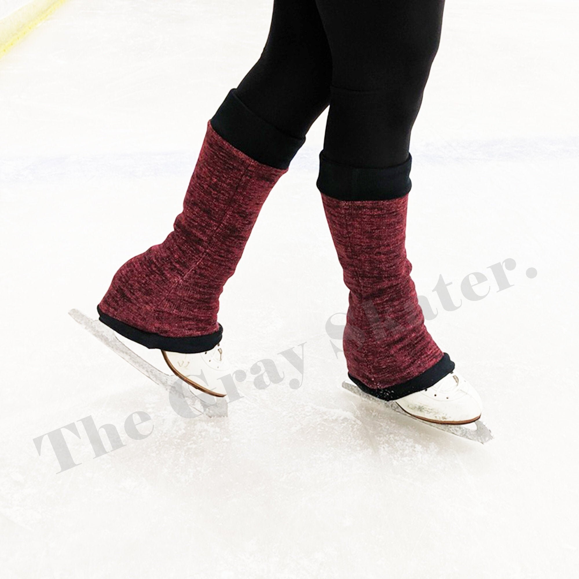 Leg Warmers, Red Sweater Skating Leg Warmers, Adult Figure Skating