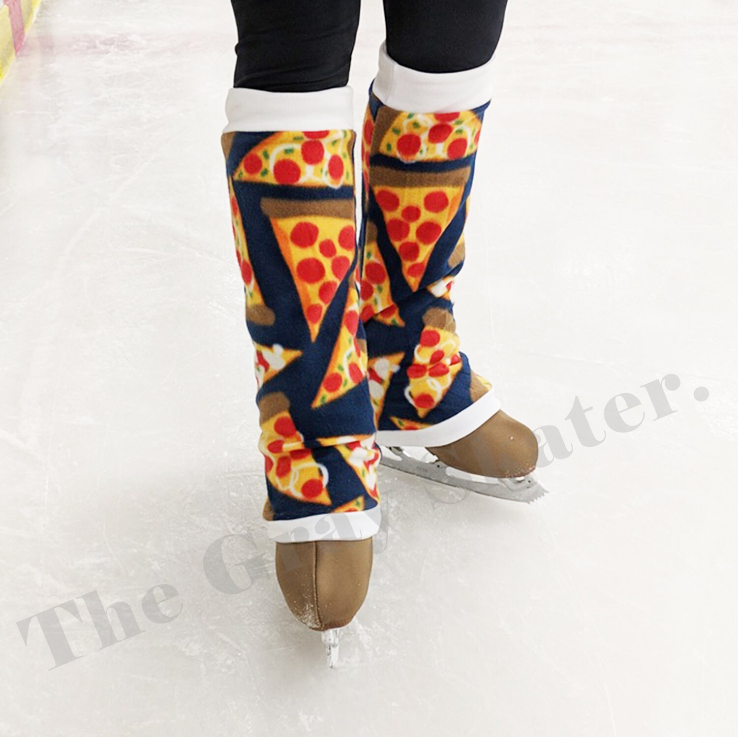 Pizza Leg Warmers for Skater Blue Fleece Figure Skating Leg Etsy