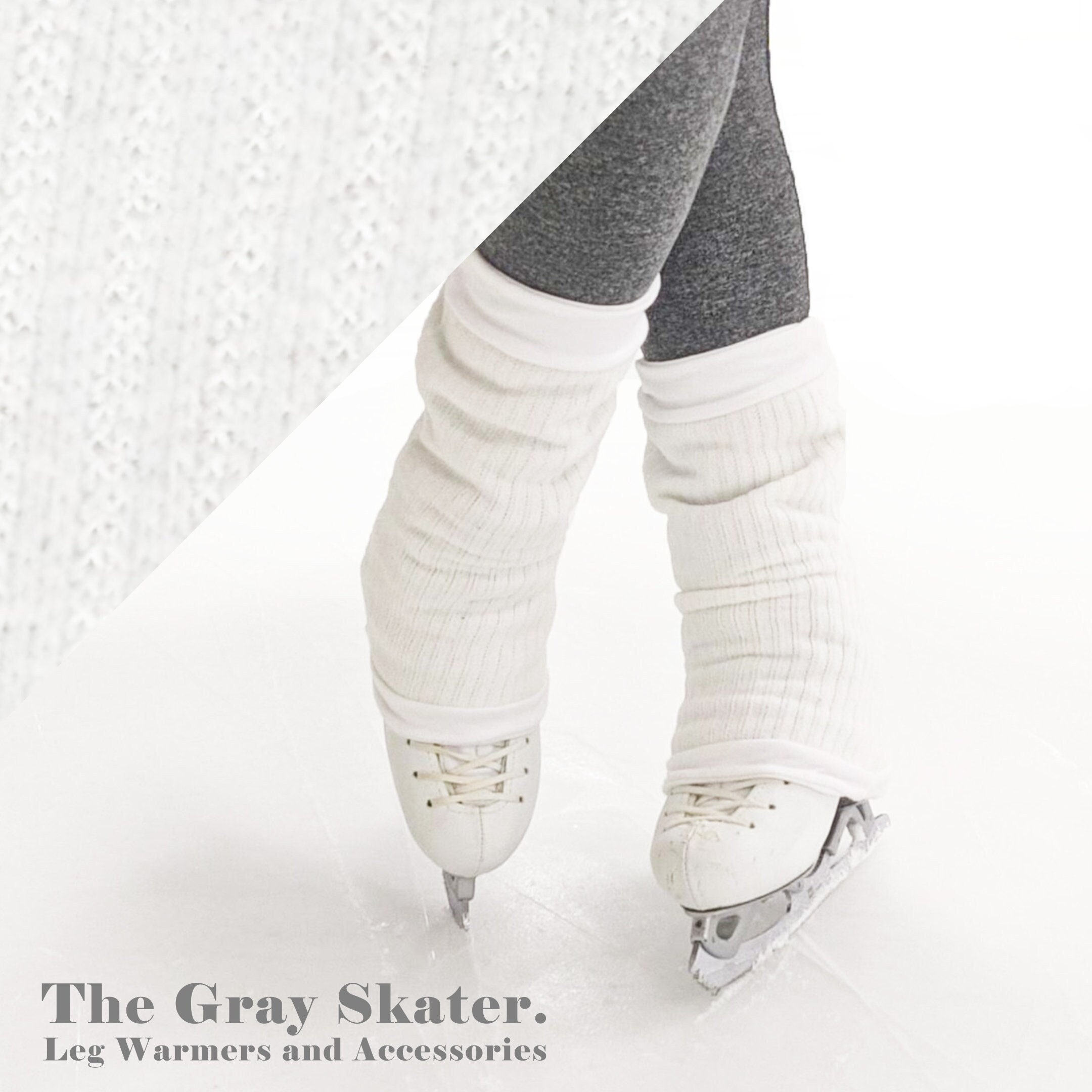 White Sweater Fleece Leg Warmers Adult Figure Skating Leg Warmers