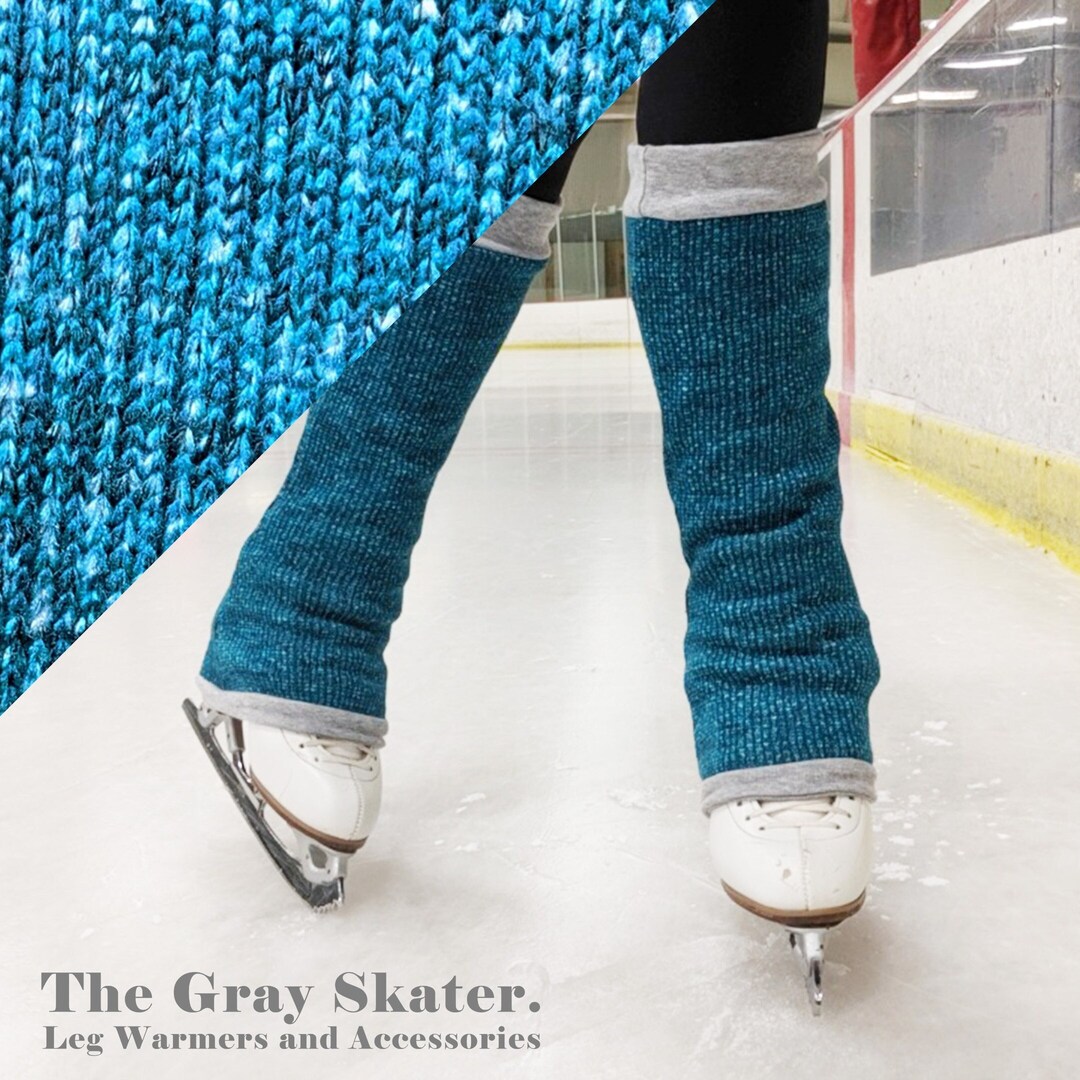 Turquoise Sweater Fleece Leg Warmers Figure Skating Leg Warmers Kids