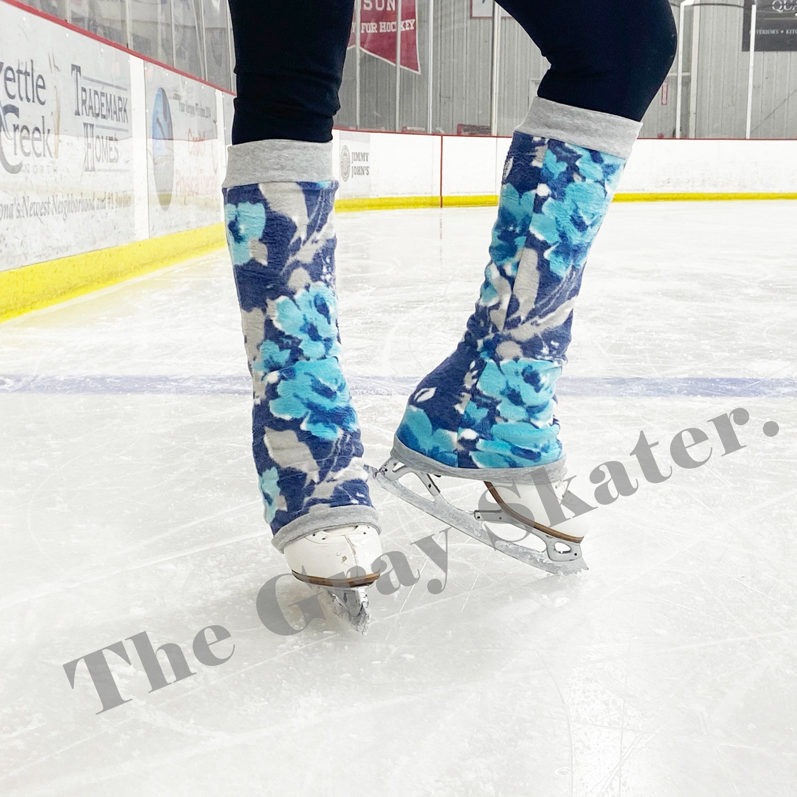 Ice Skating Leg Warmers Blue Floral Fleece Figure Skating Leg Etsy UK