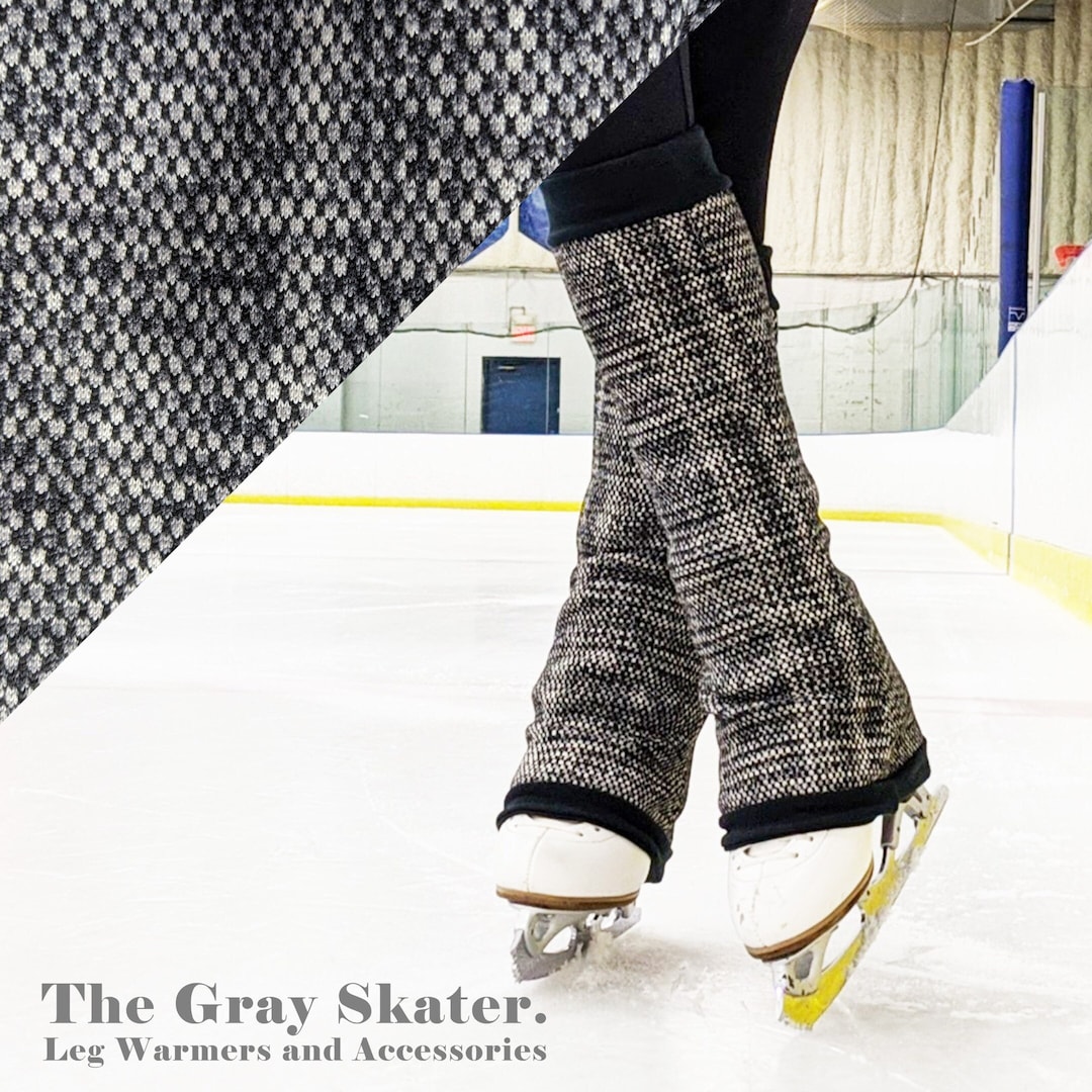 Gray Sweater Fleece Leg Warmer, Adult Figure Skating Leg Warmers, Kids