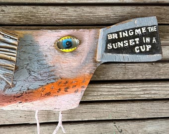 Primitive Bird Art on Salvaged Barnwood