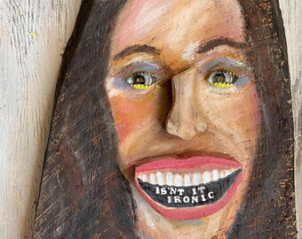 Alanis 3-d Portrait on Salvaged Wood