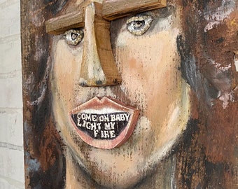 Jim Morrison from The Doors Art Oil on Wood