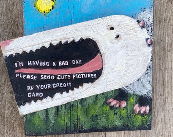 Funny Possum on Salvaged Wood