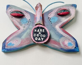 Butterfly Art Upcycled Salvaged  Wood