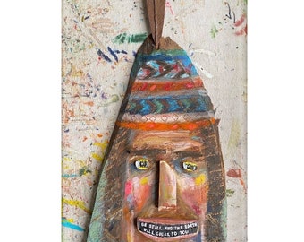 Native American Portrait on Wood