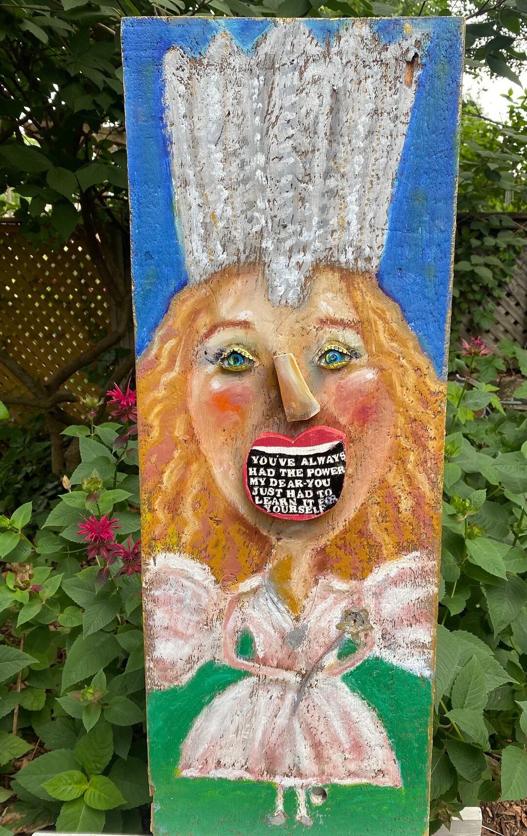 Folk Art Glinda Upcycled Art Quirky Art Wood Art Etsy