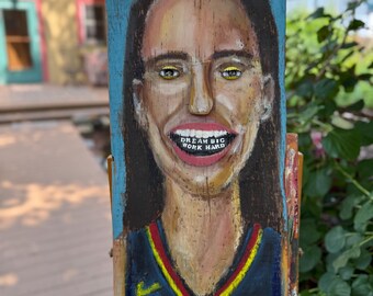 Caitlin Clark  3-d Portrait on Salvaged Barnwood
