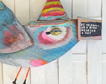 Quirky Bird Art Wood Cutout