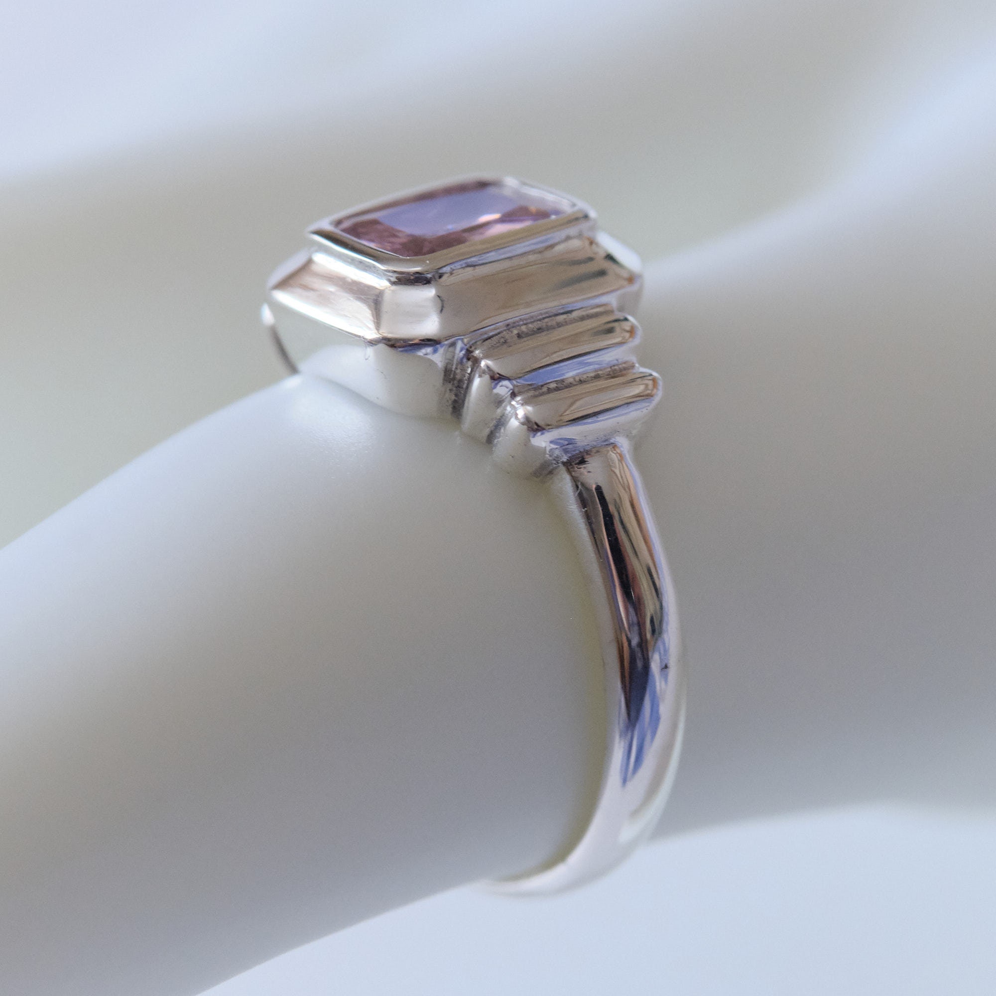 Art Deco Style Vintage 925 Sterling Silver Ring with Created Etsy