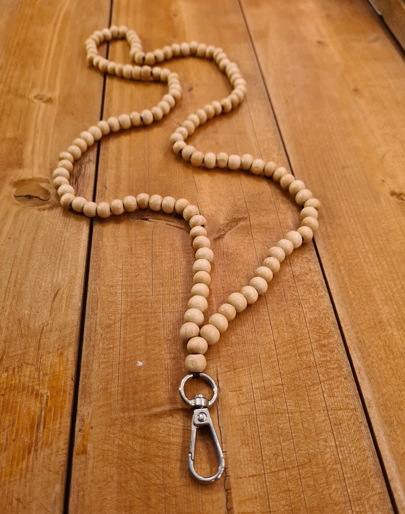 Wood Beaded Lanyard Beaded Lanyard Teacher Lanyard Teacher Etsy