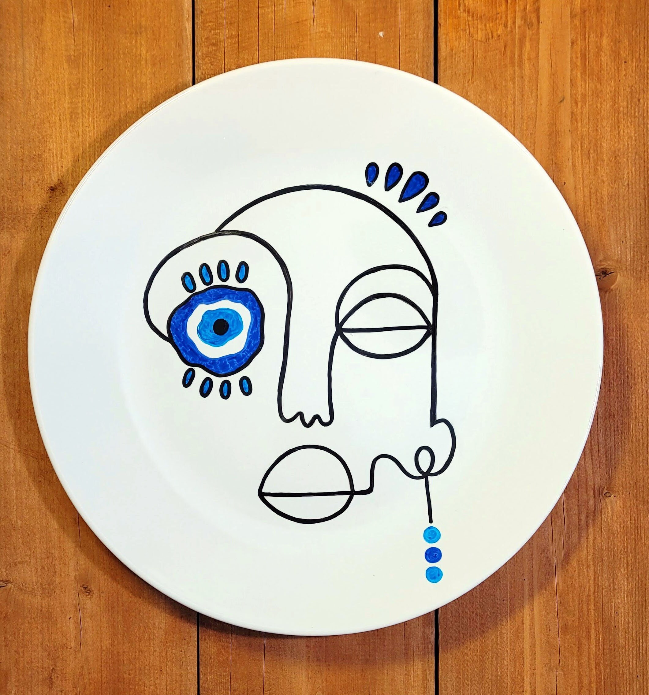 Abstract Face Decorative Plate Etsy Denmark