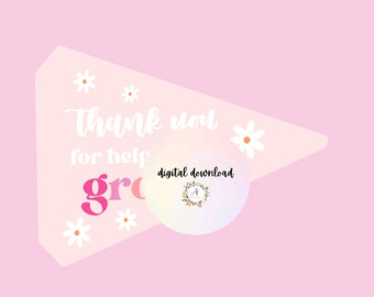 Thank You for Helping Me Grow Mini Pennant Flag PRINTABLE | Teacher End of Year Gift | Pennant Flag PRINTABLE