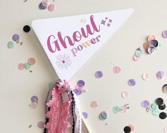 Ghoul Power Halloween Pennant Flag: Boo Basket Decor