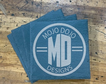 Personalized Slate Coaster Set: Custom Engraved Drink Coasters