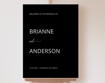 Moody Wedding Welcome Sign Template, Printable Reception Decor, Dark Theme Poster