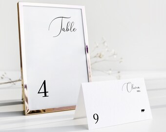 Minimalist Printable Wedding Place Card and Table Numbers, Editable Tent and Flat Cards
